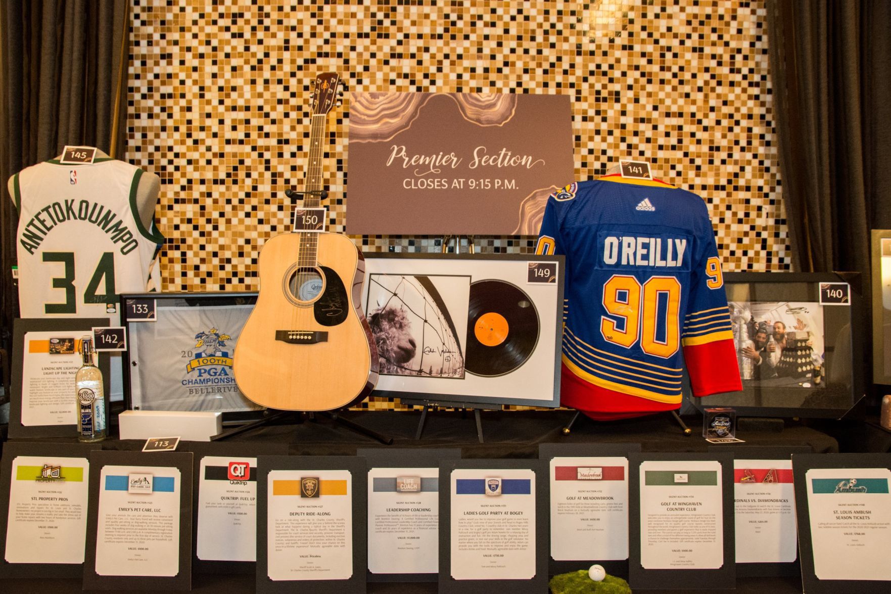 Auction items at the event